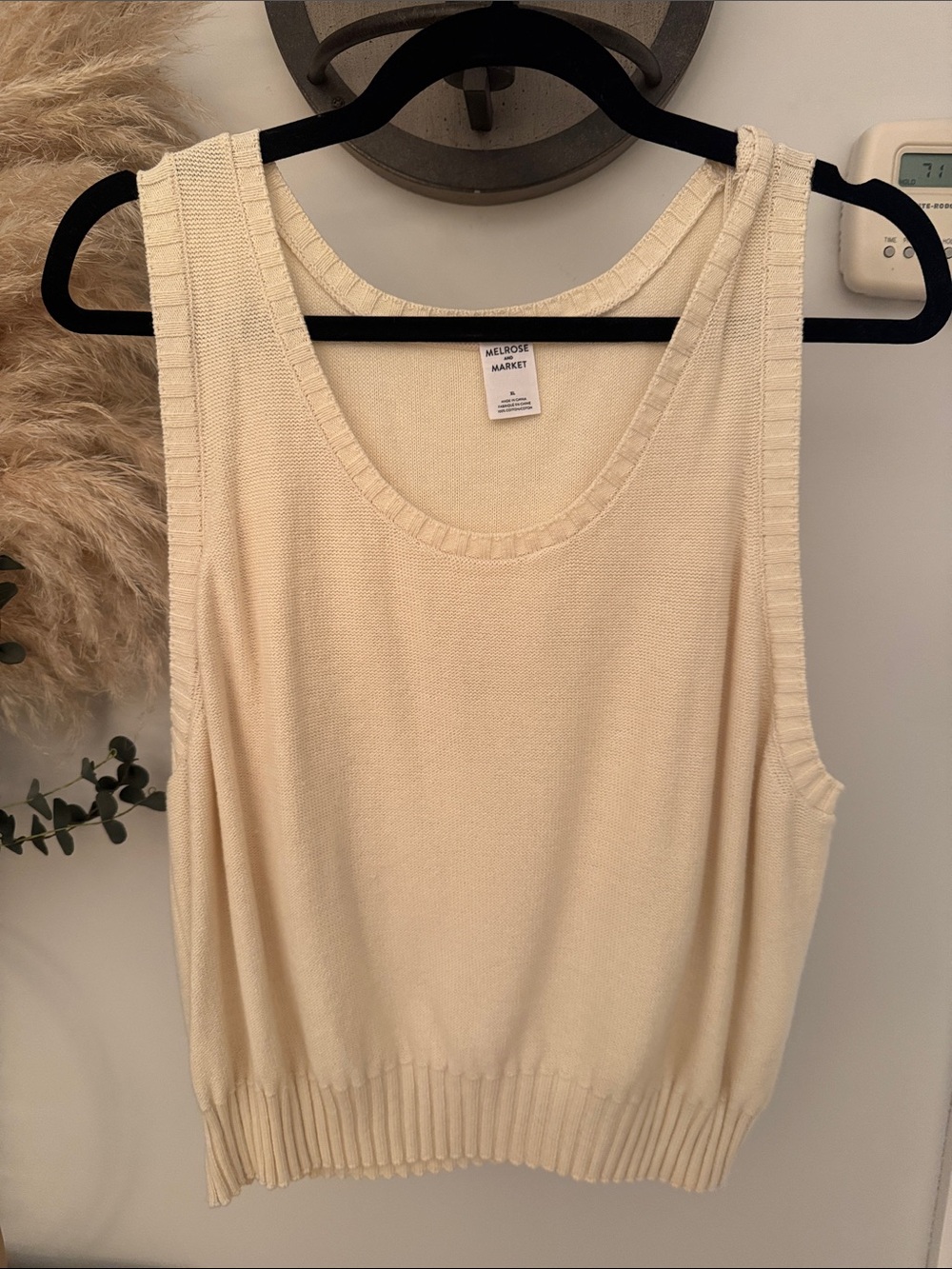 Melrose and Market Cream Ribbed Hem Knit Tank